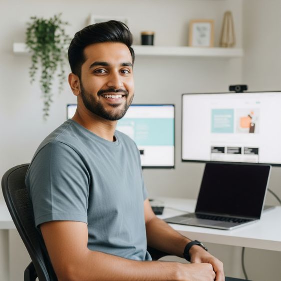 Vivaan Shrivansh - Collegian Web Developer working on a laptop